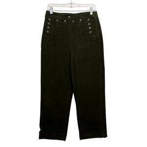 Tory Burch Women's Sailor Pants Size 10 Green Cropped Military Thick